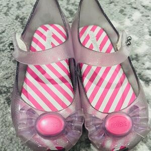 Clear sparkle Bubblegum Mini Melissa shoes size 8